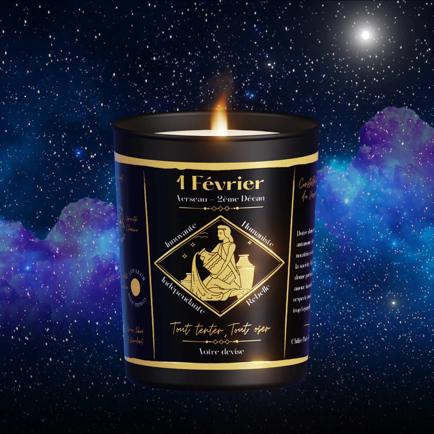 lesmerveilleuses - bougie astrale anniversaire zodiac verseau