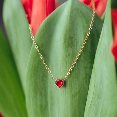 Bougie Bijou Rouge, Forêt de Sapins, Collier Coeur Swarovski